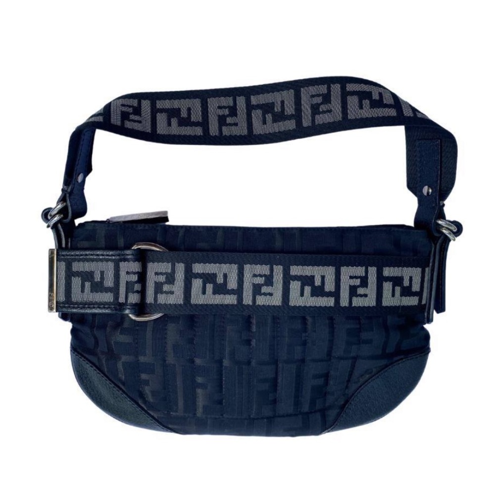 Fendi Vintage Small Black & Gray Zucca Print